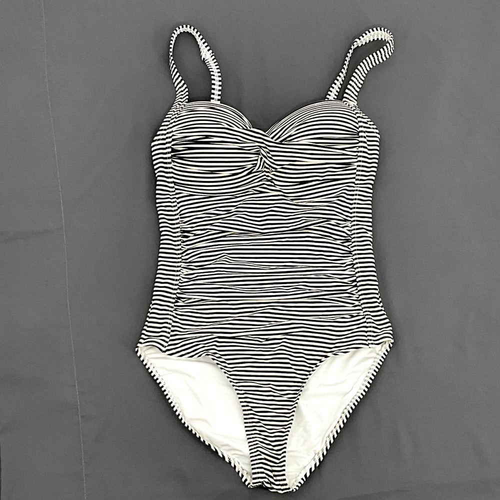 Niptuck Swim Women's Bond Eye One Piece Swimsuit Nautical Striped Size 4